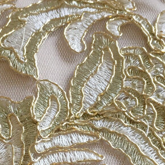 TADOSHI SHOJI Gold & Cream Blanchett Metallic V-Neck Gown - Picture 11 of 16